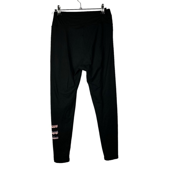 Lularoe Black Peace Love Freedom Soft Leggings OS - Picture 2 of 4